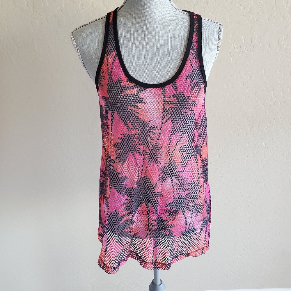 ⭐4/$20 VS‎ PINK Palm Tree Mesh Tank